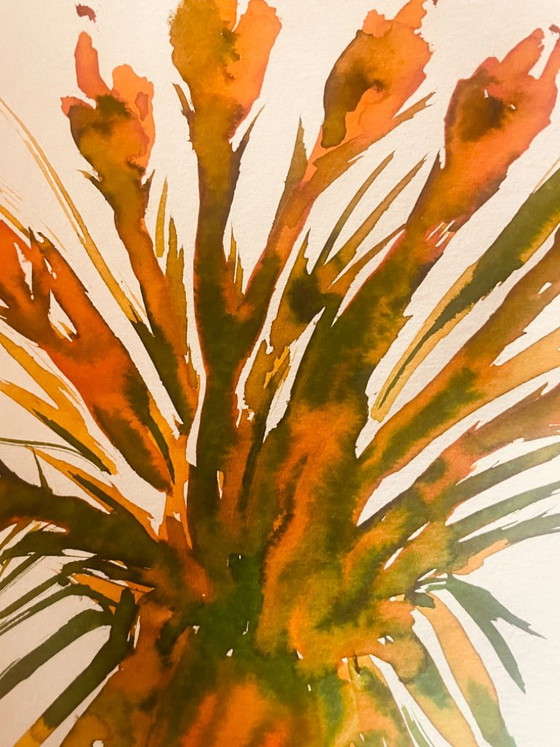 Bodegón firmado « Ramo de flores solares anaranjadas » – Arte, Paper (photo 9 of 11)