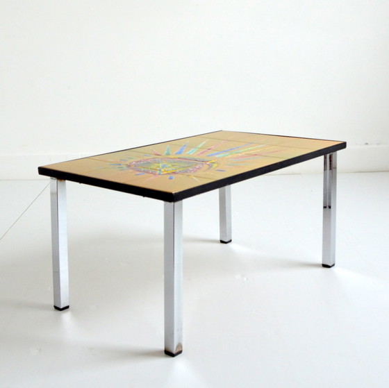 Image 1 of Table Basse / Bout de Canapé / Céramique Peinte à la Main Vintage 1960