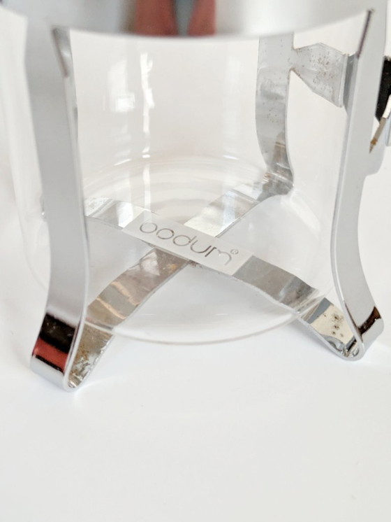 Image 1 of 4 verres à thé Bodum Chambord : design danois des années 1980 avec supports chromés