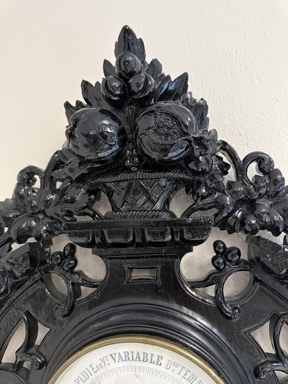 Schwarzes Barometer – Wanddekoration, Glass, Wood (photo 5 of 5)