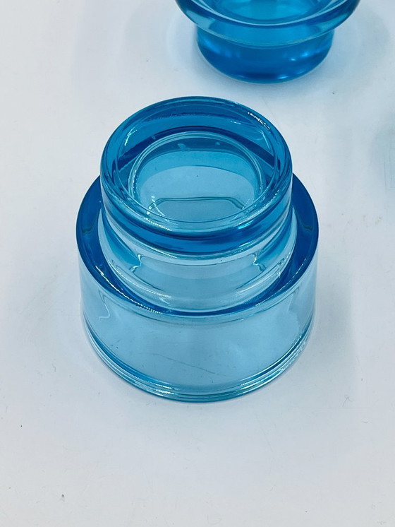 Image 1 of Set di 4 portacandele in vetro turchese acquamarina IKEA