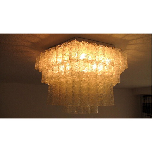 Lampadario vintage tedesco in tubo di vetro ghiacciato di Doria Leuchten