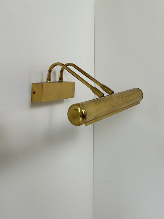 Image 1 of Coppia di applique vintage regolabili in ottone patinato, Francia, 1970