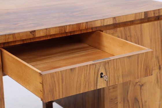 Image 1 of Art Déco desk 1920s original | Antique walnut office desk | Vintage wooden executive desk | #05-18