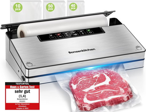 Bonsenkitchen Machine Sous Vide Alimentaire, Machine Sous Vide à 5 Modes-8 L/min, Technologie Globefish pour Un Travail en Conti