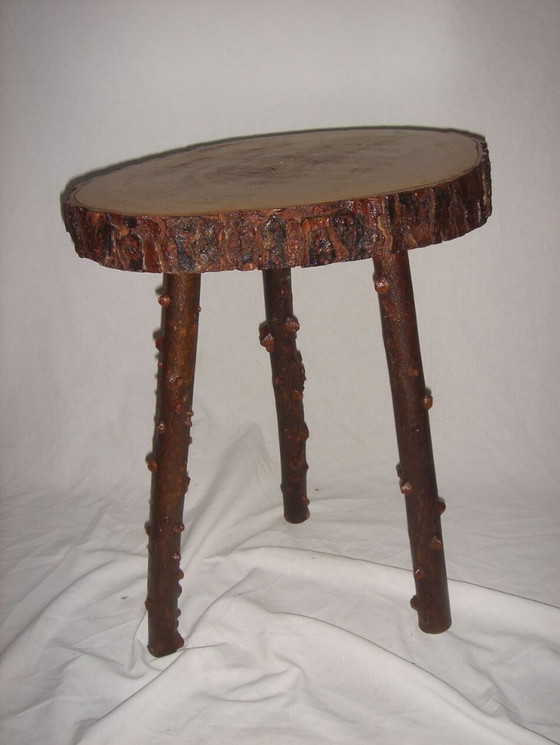Image 1 of Mahogany table & rough stool 1970