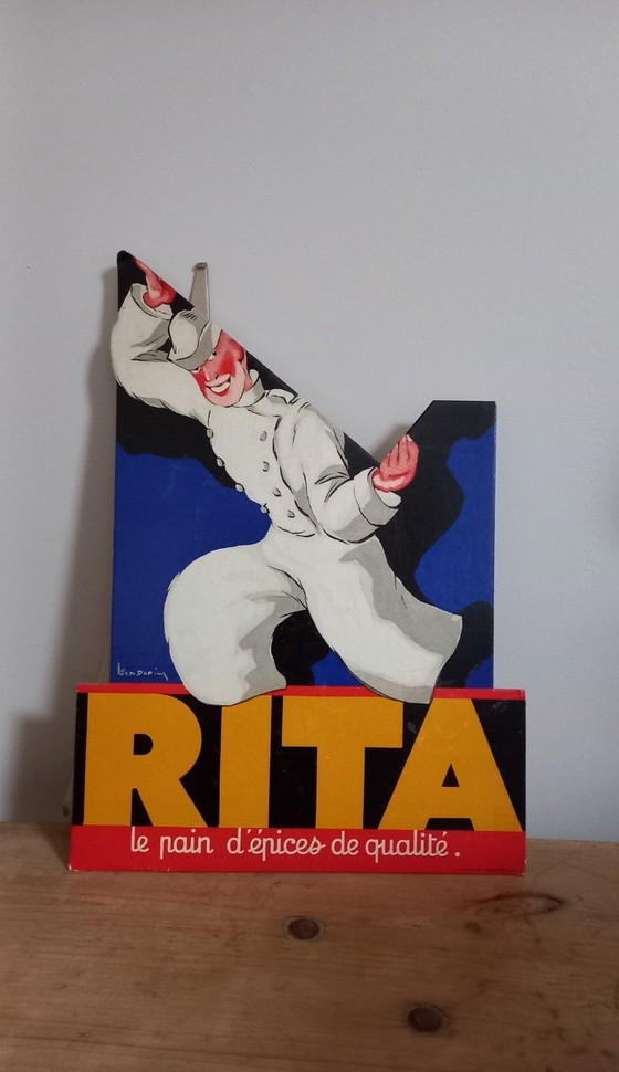 Image 1 of Vintage French cardboard advertising display stand - Rita Cakes from Roubaix