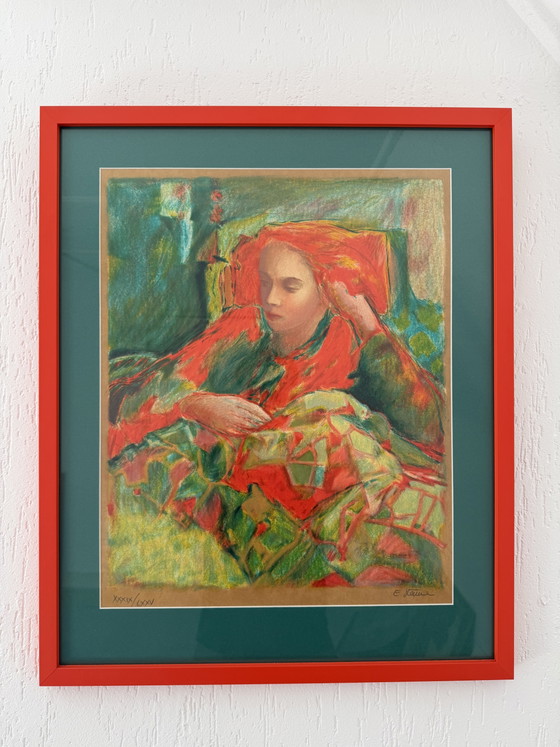 3x Lithographie Dame en Rouge – Lithographies et sérigraphies, Wood (photo 2 of 9)