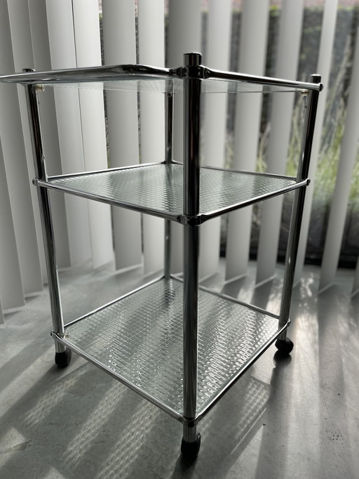Trolley Chrome with German wire glass