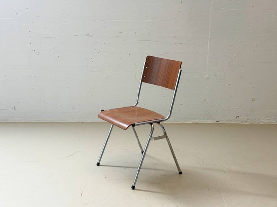 Image 1 of 6 vintage stapelstoelen met chromen frame, jaren 70