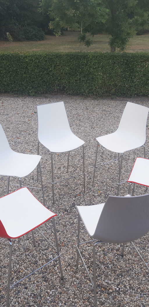 Set of 6 Pedrali bar stools 3D color Italian design