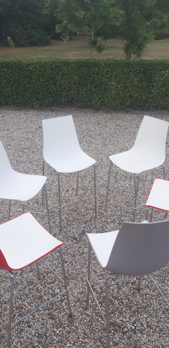 Image 1 of Set of 6 Pedrali bar stools 3D color Italian design