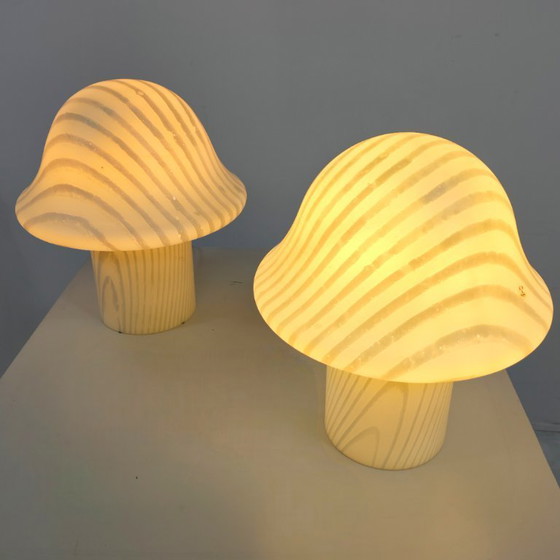 Image 1 of Peill & Putzler mushroom lamps 70s glass zebra