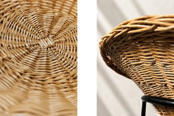 Sedia sferica vintage in rattan, stile moderno boho di metà secolo, italiana, anni '50. – Poltrone, Metal (photo 3 of 20)