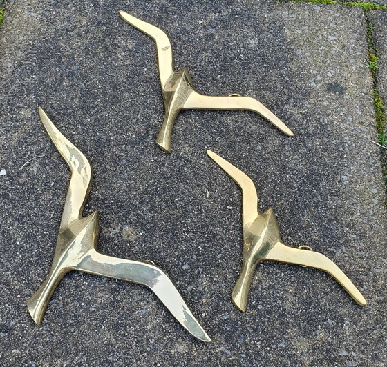 Image 1 of 3x Messing vogel wanddecoratie 