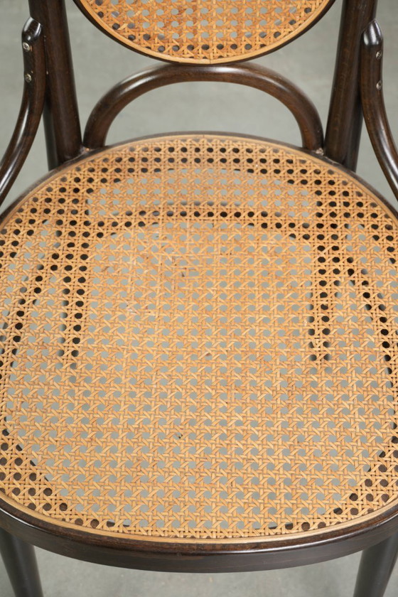 4x Original vintage Thonet Long John design webbing dining chair/bistro chair with curved wood – Klassiek (photo 7 of 13)