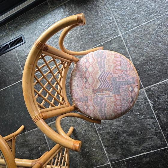Vintage bamboo and rattan dining set (bistro set) with glass top (photo 9 of 10)