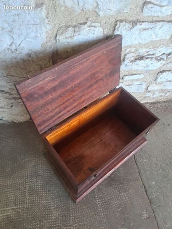 Wooden Storage Box with Hooks for Closure, Mahogany Color, H17xW32xD18cm – Decorative Objects, Metal (photo 2 of 6)