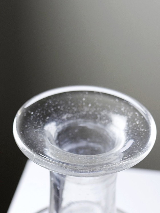 Image 1 of Antique engraved crystal decanter with vegetal decoration, Bohemian 19th-20th century