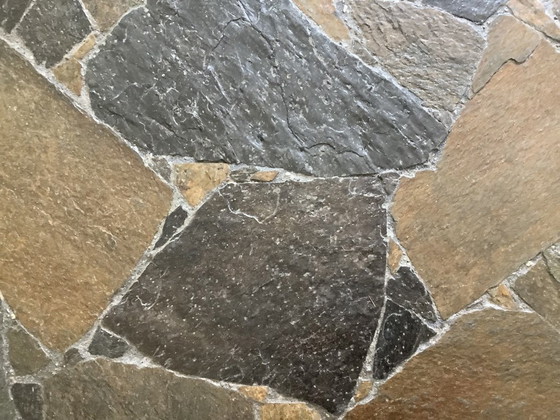 Image 1 of Brutalist style coffee table, Paul Kingsma, slate and steel