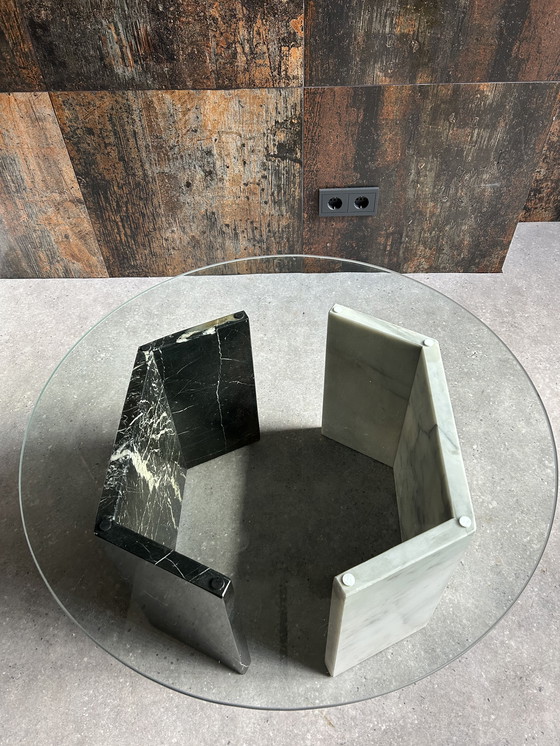 Image 1 of Vintage coffee table marble glass