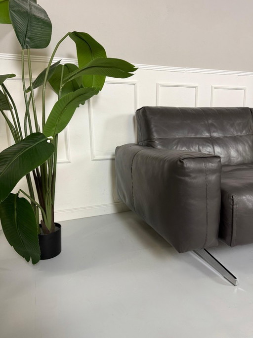 Rolf Benz 50 Leather Grey Anthracite Sofa Couch Relax function