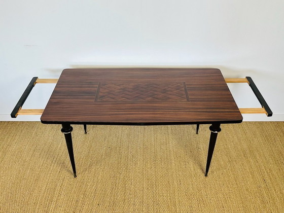Image 1 of Table de salle à manger art déco en ébène de macassar et marqueterie, 1940
