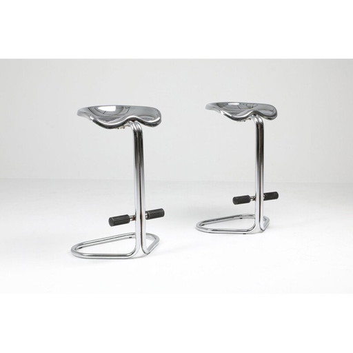 Set of 2 vintage chrome stools by Rodney Kinsman for Bieffeplast, 1970s