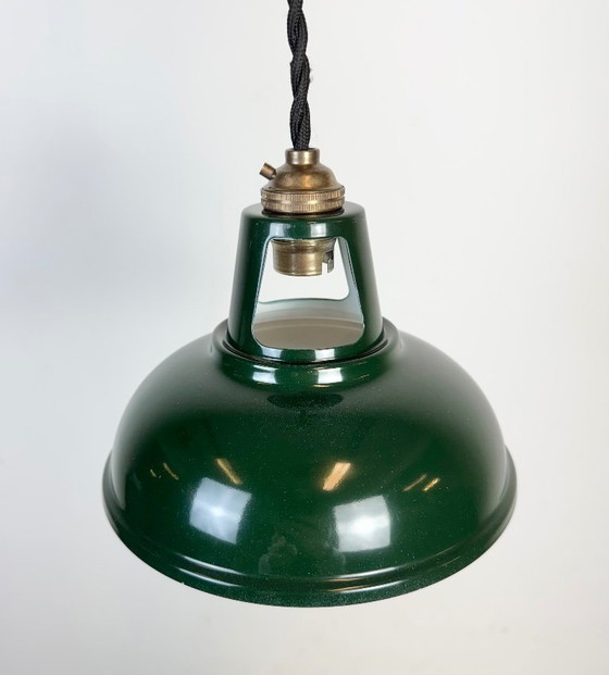 Image 1 of Lampada da soffitto vintage industriale dipinta di verde, anni 2000