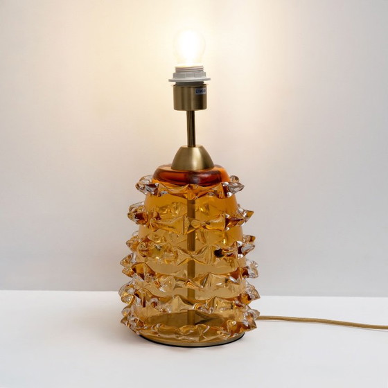 Pair of Amber Rostrato Murano Glass Table Lamps (photo 5 of 7)
