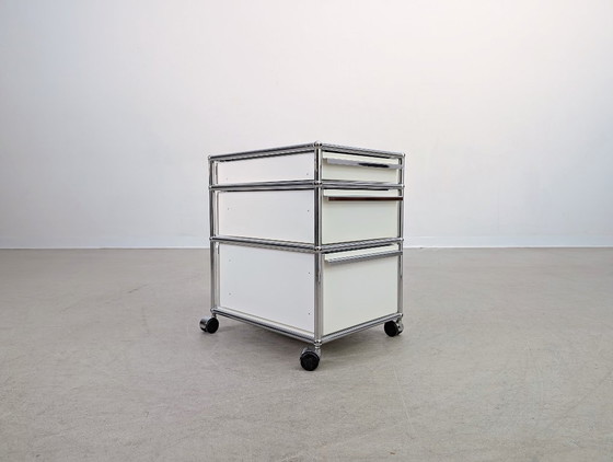 Image 1 of 7x USM Haller rolcontainer kantoorkast design wit Fritz Trolley