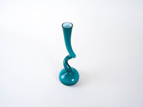 Image 1 of Turquoise vase, Swing Vase, Danish design, manufactured by Normann Copenhagen, designed by Britta Bonnesen
