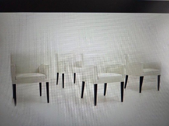 Image 1 of 4 wit leren eetkamerstoelen Wittmann