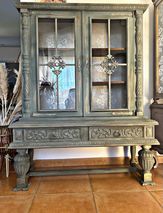 Image 1 of 🌿 Vetrina antica patinata – stile neorinascimentale / casa ricca di carattere