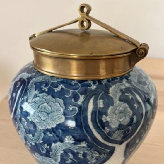 Porcelain Vase with Brass Lid by Asiatides Paris (photo 3 of 10)