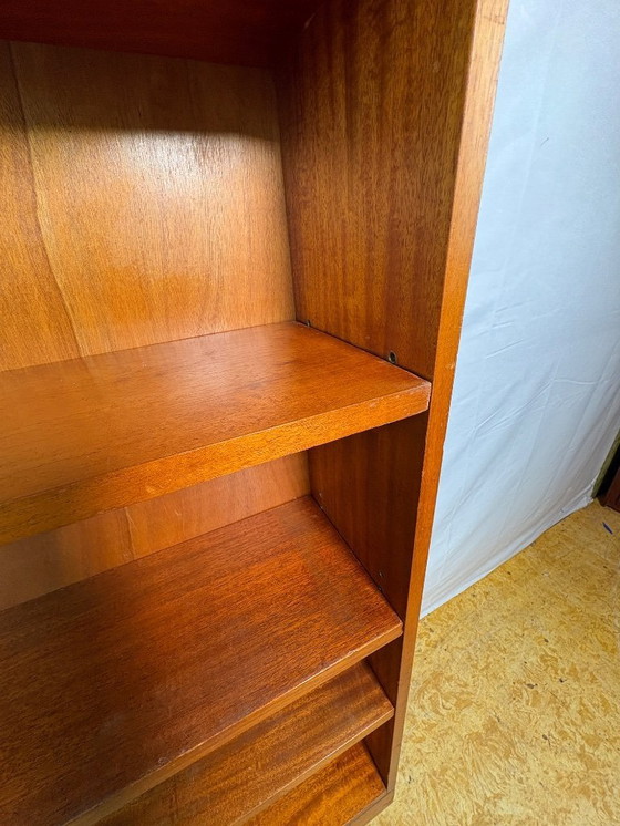 Image 1 of Mid-Century Retro Vintage Teak Bookcase by Nissenbaum & Sons 1967  Slim Danish-Inspired Design • Adjustable Shelves • Elegant Sp