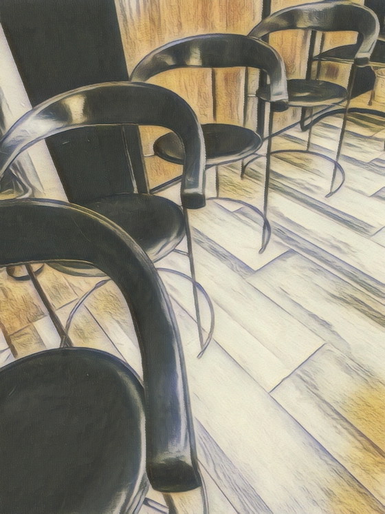 Image 1 of Suite de 5 Chaises Cuirs, Canasta d' Arrben Italy Vintage 1980