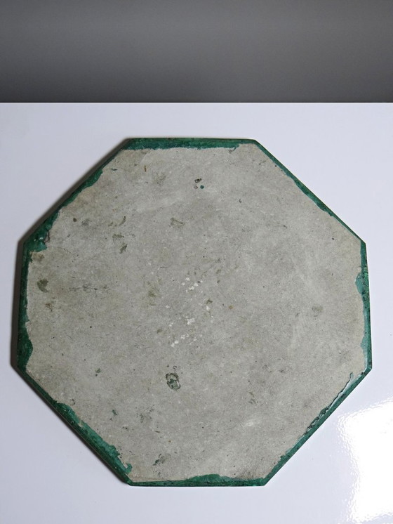 Image 1 of Solitaire octogonal en malachite et bakélite vintage années 50-60