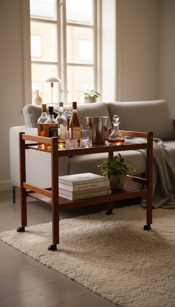 Image 1 of Vintage Deense trolley / bijzettafel, BRDR Furbo