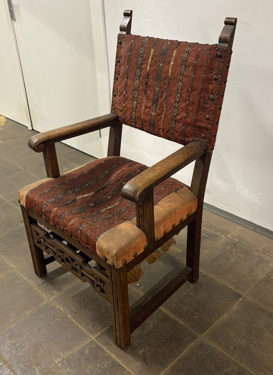 Spaanse Stoel - Castiliaans - begin 19e eeuw – Fauteuils, Metal, Textile (photo 4 of 9)
