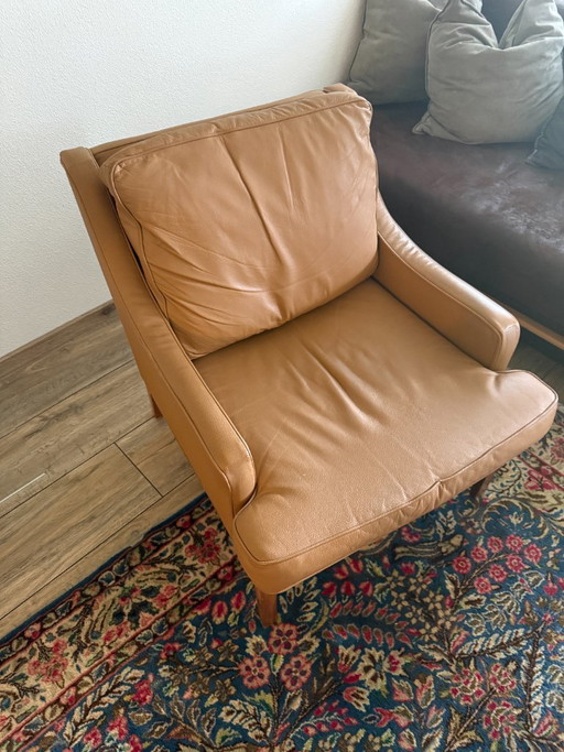 2x originele Børge Mogensen fauteuil model 2207 Fredericia | leer