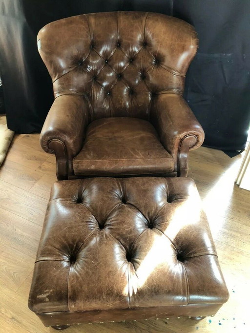 Ralph Lauren Schrijvers Stoel en Voetenbank