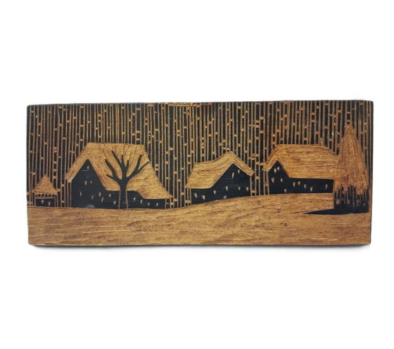 Image 1 of Pannello in legno intagliato a mano d'epoca