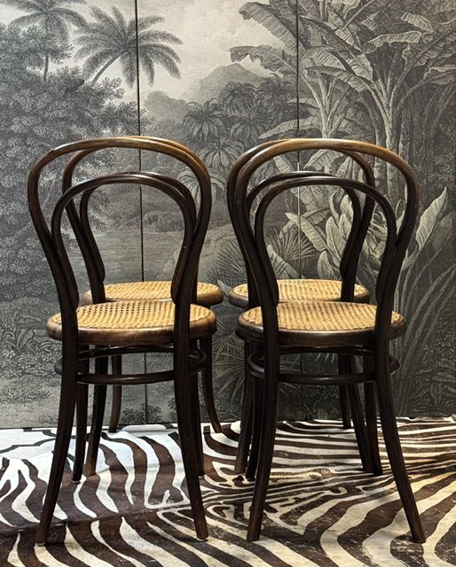 Image 1 of 4 antique Thonet bistro chairs no. 14 with authenticity seal
