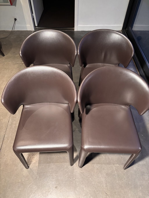 4x Leather Cassina Hola 367 Chairs