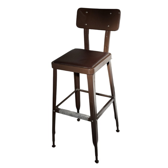 Image 1 of Yasu Sasamoto - Dulton - Sedia in stile industriale - Altezza sgabello da bar - Marrone, seduta nera