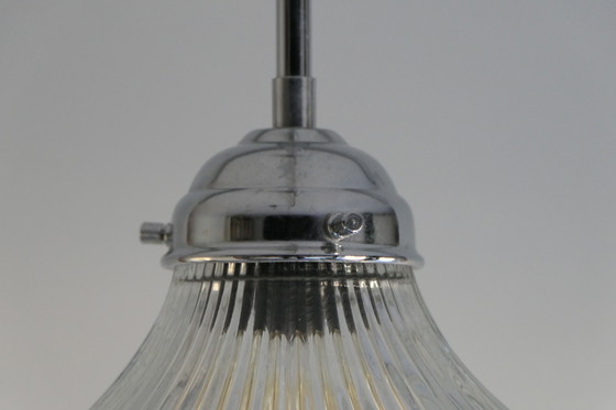 Image 1 of Lampes pendantes en plexiglas transparent strié Holophane