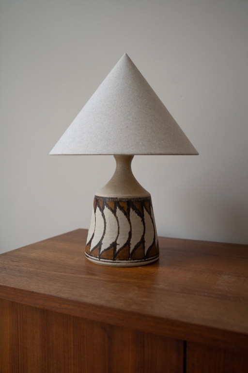 Danish ceramic table lamp beige / brown