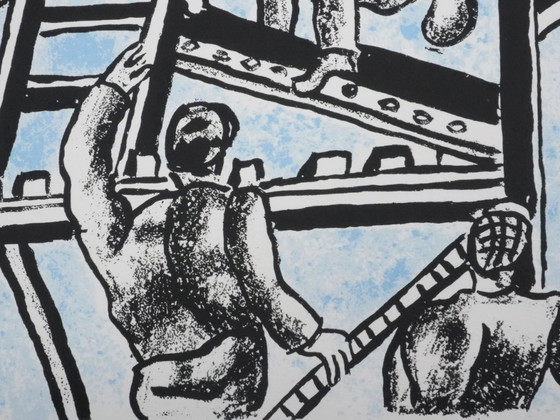 Fernand LEGER : Les Constructeurs (Bleu), Lithographie Signée – Lithographies et sérigraphies, Paper (photo 6 of 9)