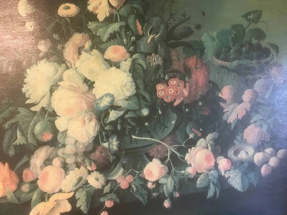 Bouquet di fiori e frutta su un tavolo, composizione su tela 100x120. – Dipinti e disegni, Wood, Canvas (photo 3 of 15)